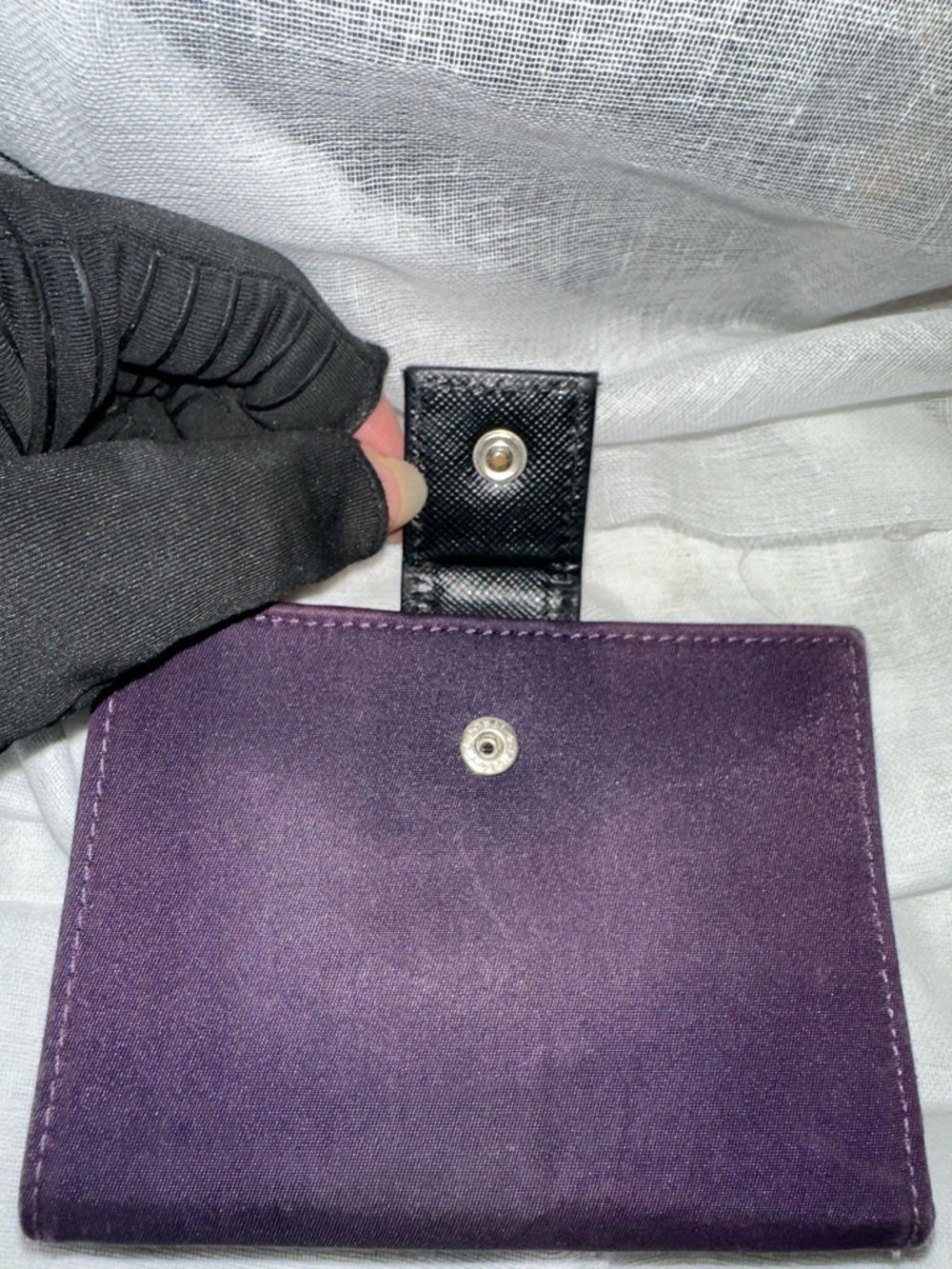 Prada Purple Nylon Triangular Logo Wallet with Silver/Gold Hardware - Picture 3 of 13